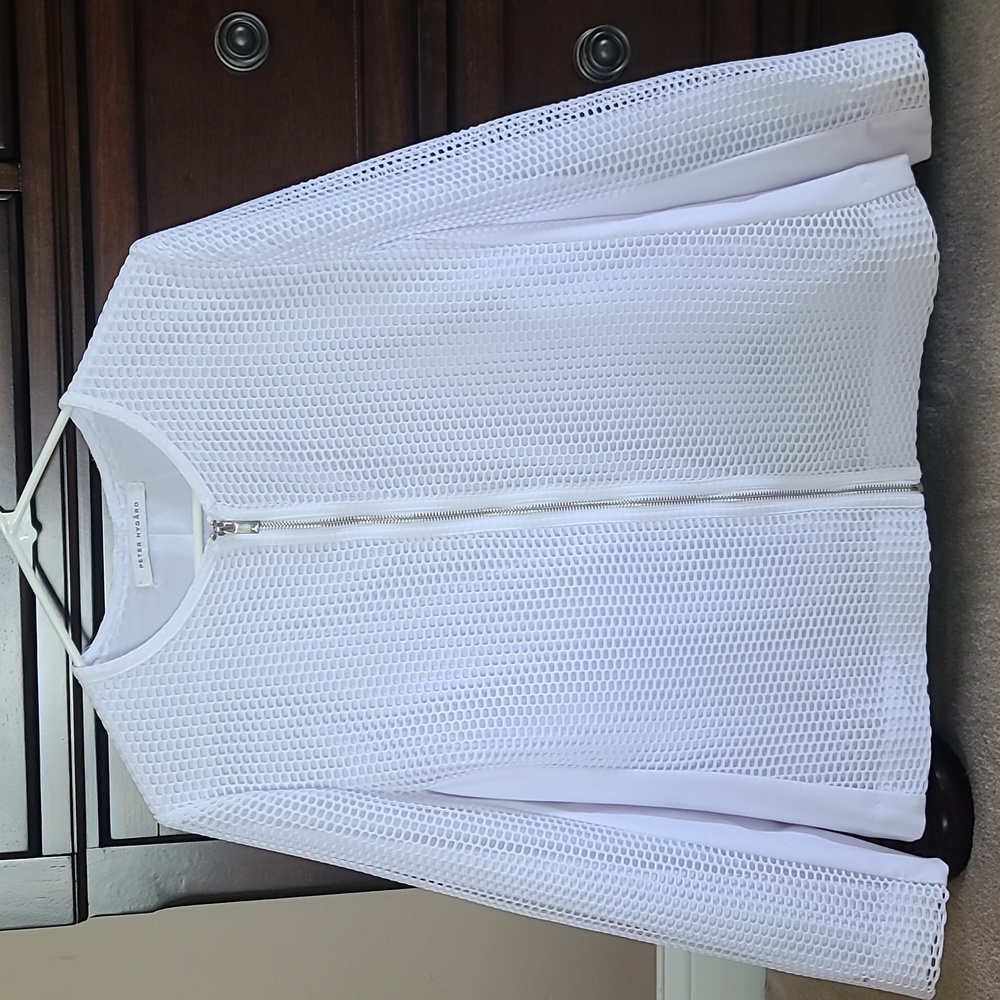 Peter Nygard white knit and mesh jacket